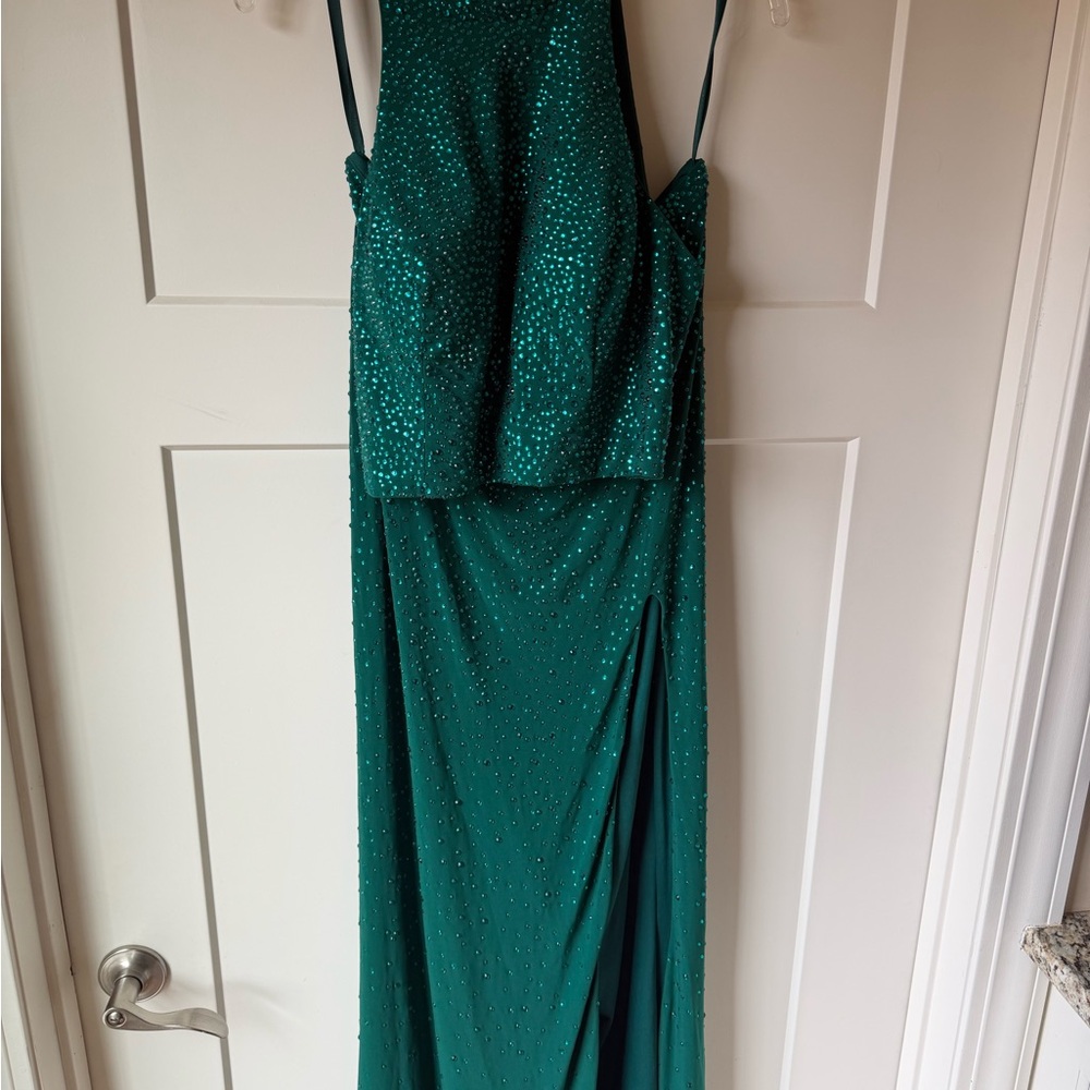 Mori Lee Emerald Green Two Piece Prom Dress- Size 10